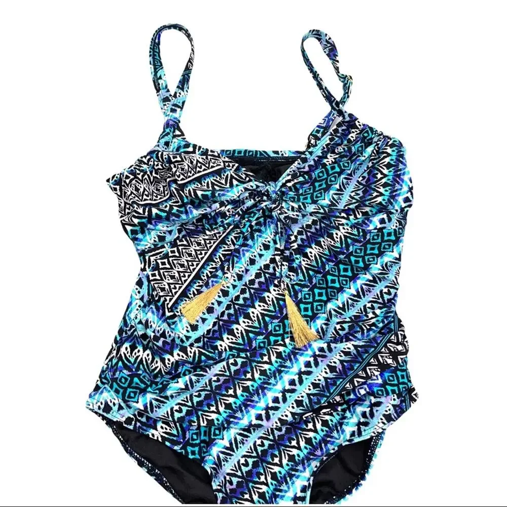 SWIMSUITS FOR ALL blue one piece women size 8DD/F